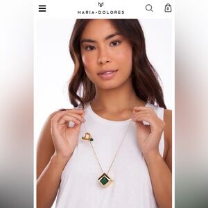 Brand new Maria dolores gold plated necklace real gem stone